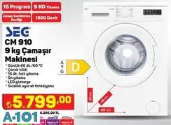SEG 9 KG ÇAMAŞIR MAKİNESİ SEG 9 KG ÇAMAŞIR MAKİNESİ